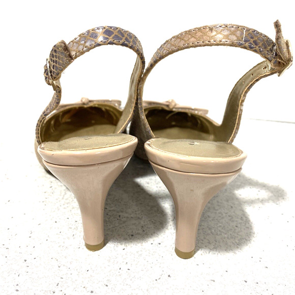 Karen Scott Glennaf slingback pumps US 8M faux snakeskin tan uppers dressy shoe - Picture 5 of 11